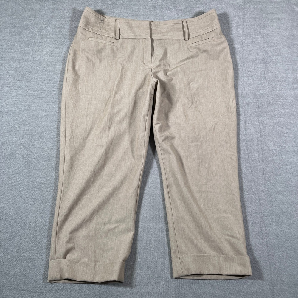 Apt. 9 Curvy Fit Mid Rise Capri Crop Pants Women 16 Beige Polyester Blend
